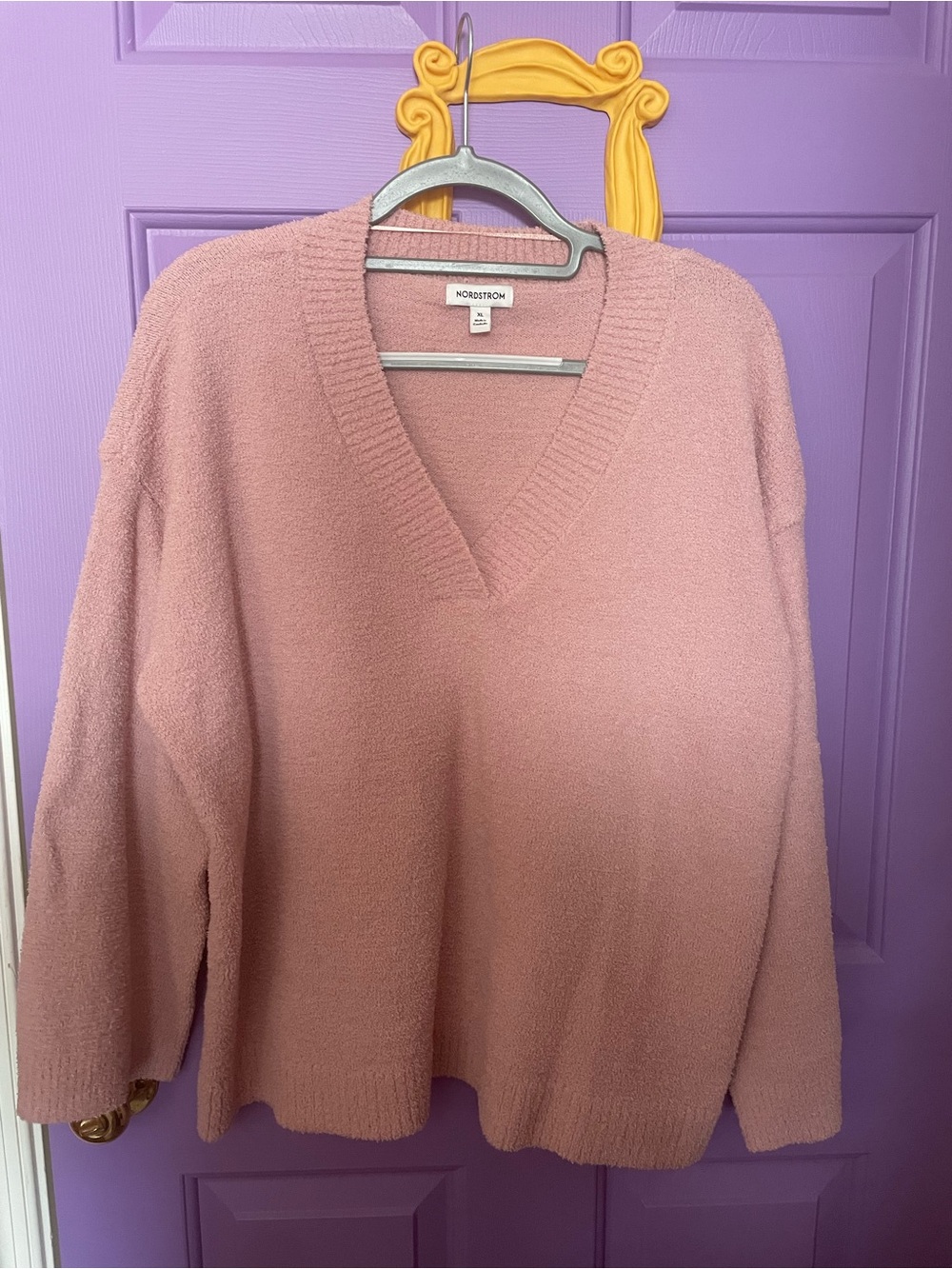 Nordstrom V-Neck Sweater in Dusty Pink